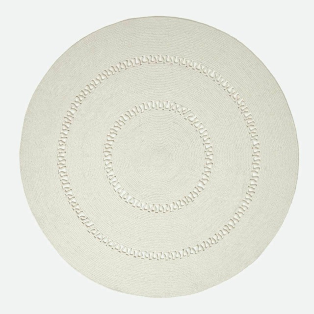 Homescapes Natural Crochet Braided Rug - 150cm Round Cream Natural