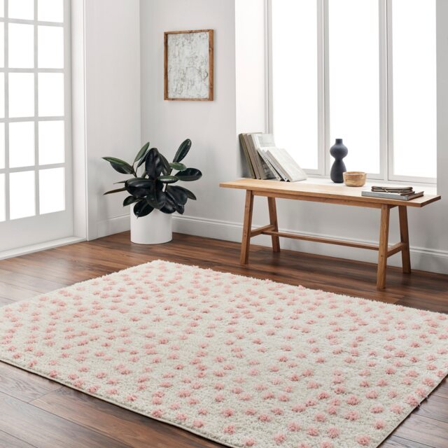LIVABLISS Rodos-Modern Soft Plush Pile Rug 120 x 170 cm Beige Pink