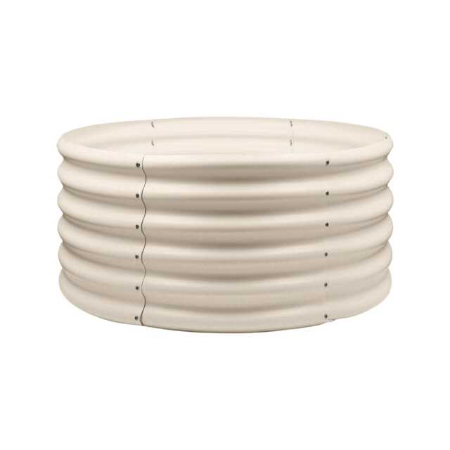 Harbour Housewares Raised Garden Bed - Ivory Round Bottomless Metal Raised Bed Galvanised Steel Planter Box 90 x 45cm