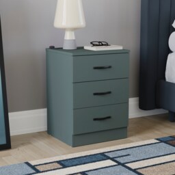 Vida Designs Riano 3 Drawer Bedside Chest, Green