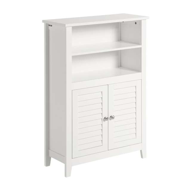 SoBuy BZR13-W,Slim Bathroom Storage Cabinet with 2 Shelves & 2 Shutter Doors White White 1