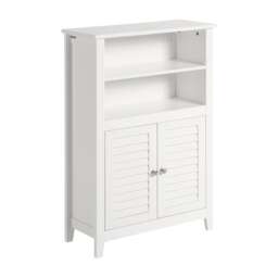 SoBuy BZR13-W,Slim Bathroom Storage Cabinet with 2 Shelves & 2 Shutter Doors White White 1