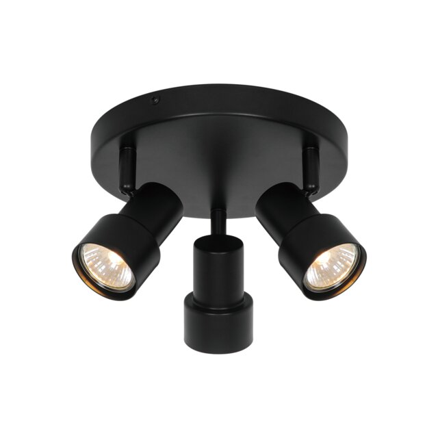 Nordlux Boston Indoor Ceiling Light Black Metal GU10 3 Adjustable Heads - Mains Powered, IP20 Black Black