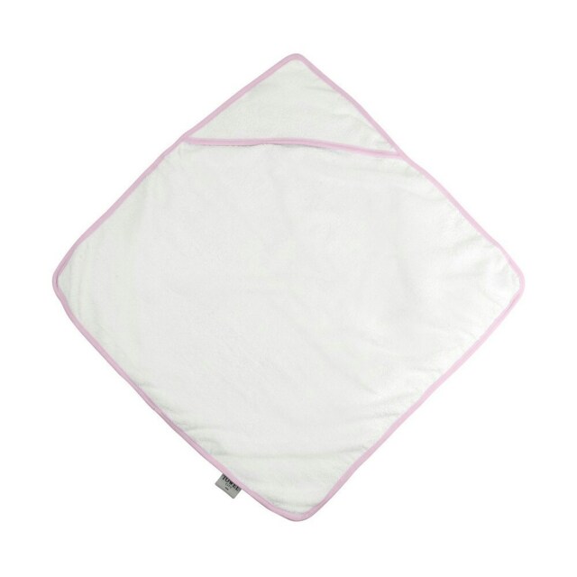 Towel City Baby Hooded Towel - White/Pink - One Size