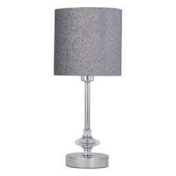 Chrome Jewelled Table Lamp with Silver Glitter Shade Chrome Grey Medium 1