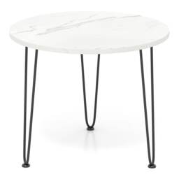 COSTWAY Round Table Small Faux Marble Accent Table White