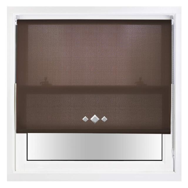 FURNISHED Daylight Trimmable Roller Blinds with Triple Diamond Eyelets and Metal Fittings Brown Mocha (W) 140cm x (L) 165cm