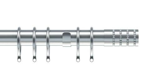 25-28mm Allure End Satin Silver Metal Curtain Pole Set 170 - 300cm Silver Silver