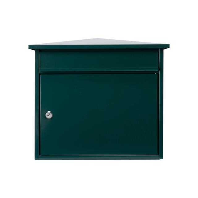 Burg-Wachter Mersey Large Wall Mounted Galvanised Steel Post Box - 36x35x20cm Green