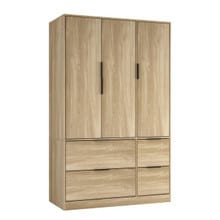 FUJI 3 Door 4 Drawer Wardrobe Brown Oak & Oak 117 x 55 x 8.5 1