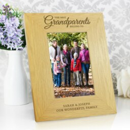 Personalised The Best Grandparents 6x4 Oak Finish Photo Frame Brown One Size