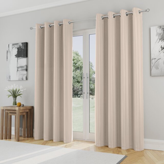 Enhanced Living Nightfall Plain Supersoft Natural Thermal Blockout Eyelet Curtains (PAIR) - 46 x 72 inch (117 x 183cm) Brown Beige 2