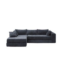 Groundlevel Camden Sectional Super Soft Velvet 2 / 3 Seater Sofa or Optional Cube Footstall Grey Grey Three Seater
