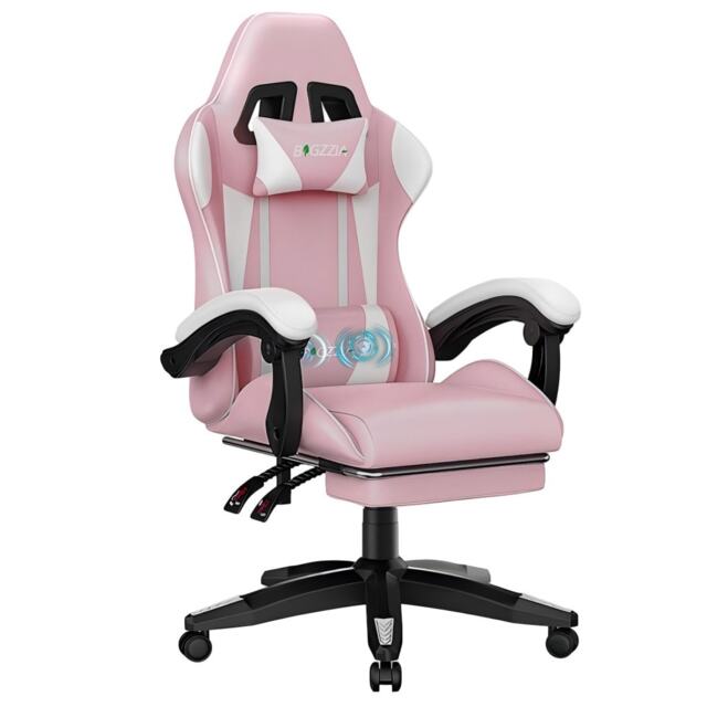 Rattantree Ergonomic Gaming Chair Massage Lumbar Footrest Leather Swivel 150 Kg Capacity