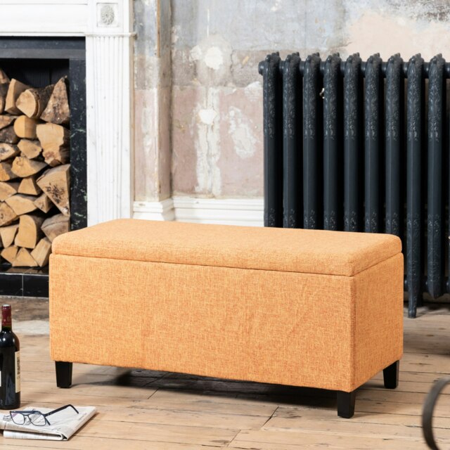 Henbury Fabric Storage Ottoman - Orange