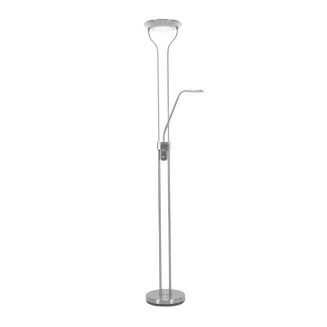 ValueLights Beata Brushed Chrome Integrated LED Uplighter Floor Lamp Reading Side Lamp