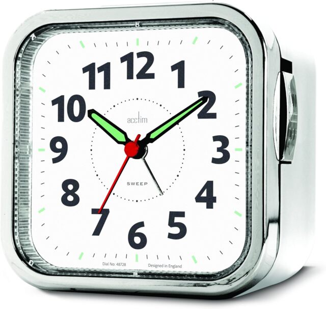 Acctim Otis Non-Ticking Sweep Bell Alarm Clock White White