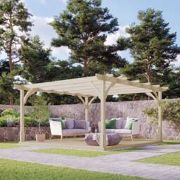 Premium Pergola and Decking Kit - Wood - L420 x W420 x H270 cm - Light Green