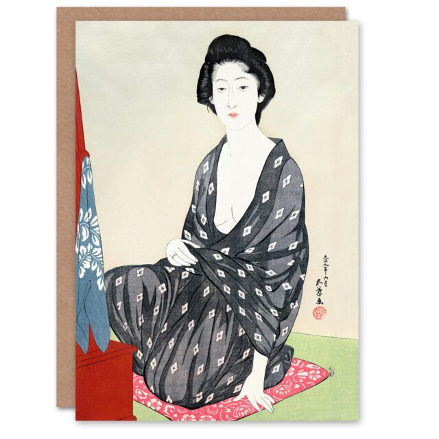 Goyo Hashiguchi Japanese Art Card Woman In Summer Clothing