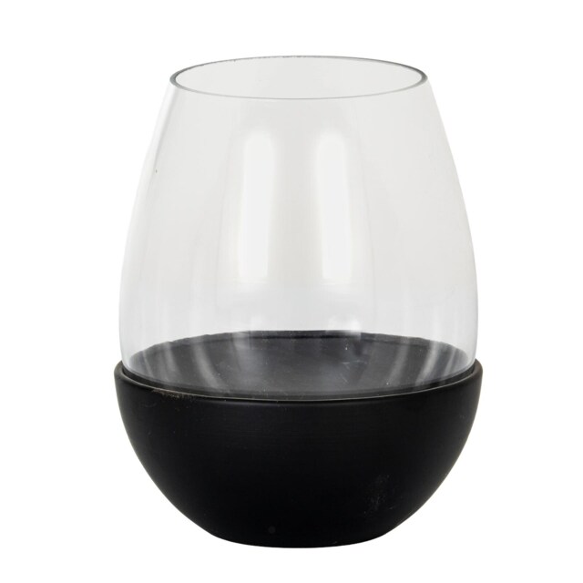 Hill Interiors Neris Glass Goblet Candle Holder Black Black 14cm x 11cm x 11cm 1
