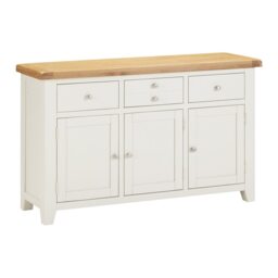 Windsor 3 Door 3 Drawer Sideboard - L40 x W137 x H82 cm - Ivory - Oak