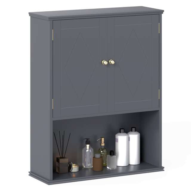 COSTWAY Bathroom Cabinet 2-Door Wall Mounted Medicine Cabinet
