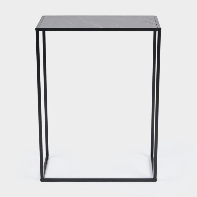 OHS Marble Top Modern Bedroom Nightstand Living Room Hallway End Console Table - Black