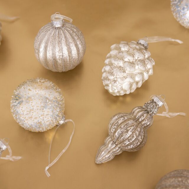 Charles Bentley 12 Piece Champagne Gold Coloured Glass Bauble Collection