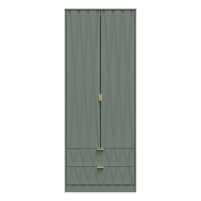 Washington Tall 2 Drawer Double Wardrobe in Reed Green (Ready Assembled) Green Reed Green
