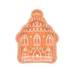 Gingerbread House Shaped Christmas Paper Plates 21cm - Pack of 8