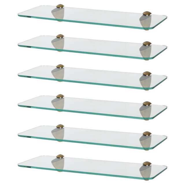 Harbour Housewares Rounded Floating Glass Shelf - 40cm - Metallic Brackets - Bathroom Shower Storage Vanity Display Unit Shelf Gold Gold 6