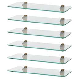 Harbour Housewares Rounded Floating Glass Shelf - 40cm - Metallic Brackets - Bathroom Shower Storage Vanity Display Unit Shelf Gold Gold 6