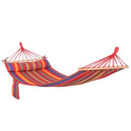 Outsunny Cotton Hammock Soft Portable Swing Sleeping w Headrest Side Pocket Deluxe Swing Chair for Beach