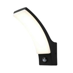 BHS Klaus Outdoor Curved LED Wall Light with PIR Sensor, Black