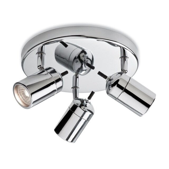Atlantic 3 Light Flush Bathroom Ceiling Light Chrome IP44, GU10