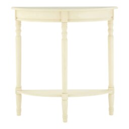 Orsina White Rounded Console Table for Hallway, Pine Wood Wood Table for Home and Office Décor