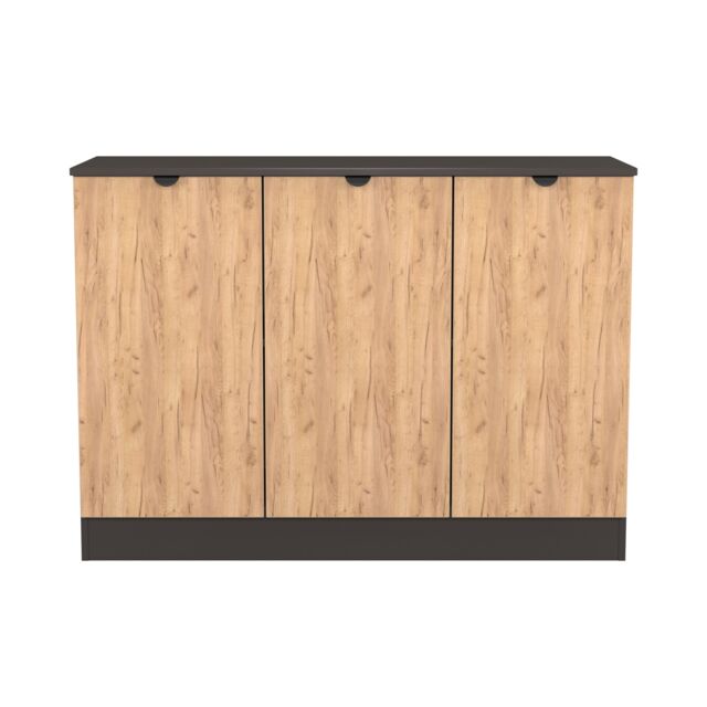 Norway 3 Door Sideboard in Gold Craft & Graphite (Ready Assembled) Grey Gold Craft & Graphite