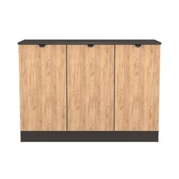 Norway 3 Door Sideboard in Gold Craft & Graphite (Ready Assembled) Grey Gold Craft & Graphite