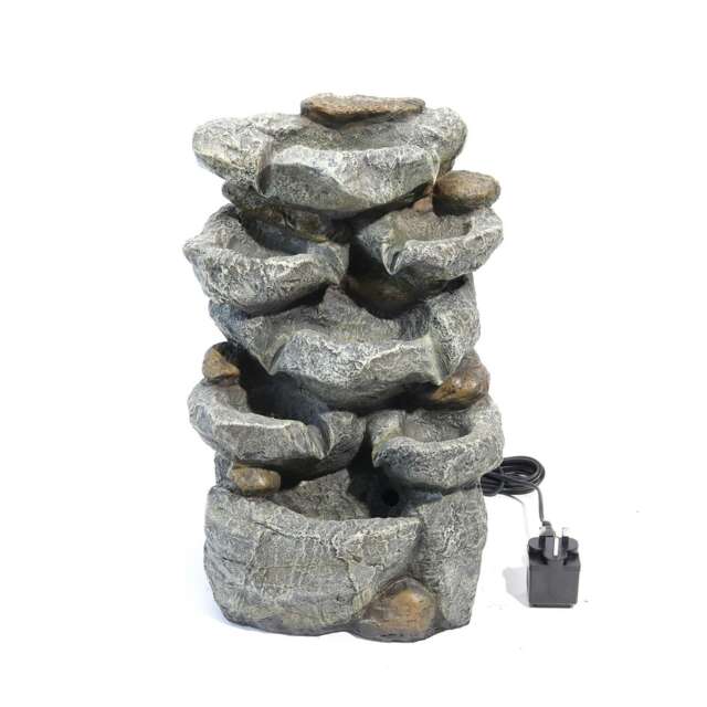 Living and Home Outdoor LED Waterfall Fountain with Rockery Garden Decor