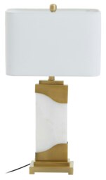 Interiors by Premier Table Lamp in White Marble and Gold White