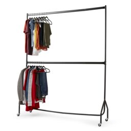 House of Home 6ft long x 7ft Two Tier Heavy Duty Clothes Rail Garment Hanging Rack In Black Black