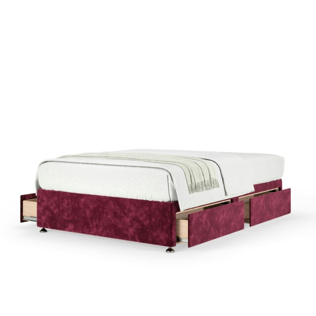 Majestic 1000 Pocket Sprung Aubergine Chenille 4 Drawer Divan Set Super King