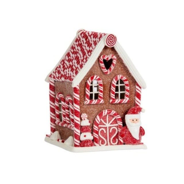 20cm Battery Operated LED Gingerbread Santa Candy Cabin Christmas Decoration