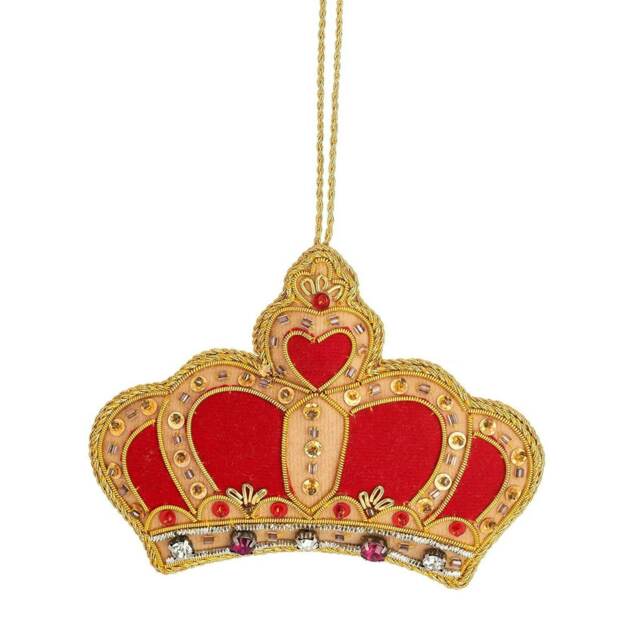 Sass & Belle Hanging Christmas Decoration Embroidered Crown Zari