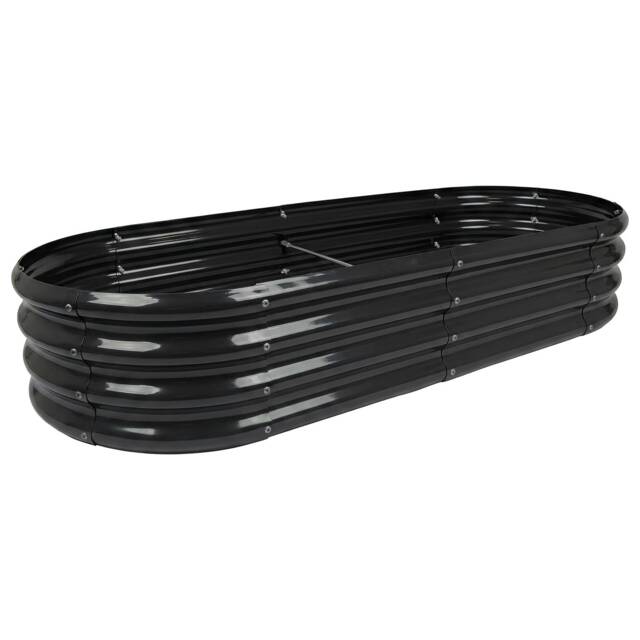 Harbour Housewares Raised Garden Bed - Anthracite Rounded Bottomless Metal Raised Galvanised Steel Planter Box 180 x 90cm