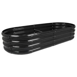 Harbour Housewares Raised Garden Bed - Anthracite Rounded Bottomless Metal Raised Galvanised Steel Planter Box 180 x 90cm