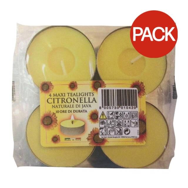 Prices Candles Citronella Maxi Tealights (Pack of 4) - Yellow - One Size