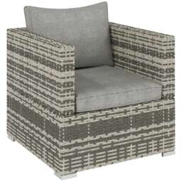 Outsunny Single Wicker Furniture Sofa Chair w/ Padded Cushion for Garden Balcony Grey