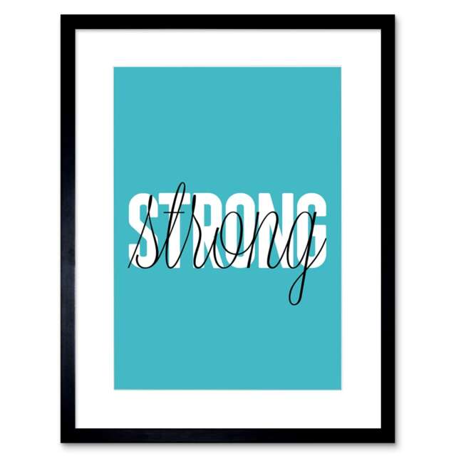 "Strong Word Simple Bold Blue 9x7"" Black Framed Wall Art Print"