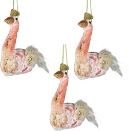 Swan Pink 12x13cm - 3Pcs Christmas Hanging Decorations